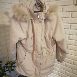 Liz Claiborne Ladies Faux Fur Trimmed Hooded Winter Coat